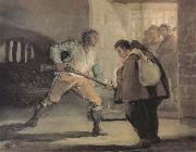El Maragato points a gun on Friar Pedro Francisco Goya